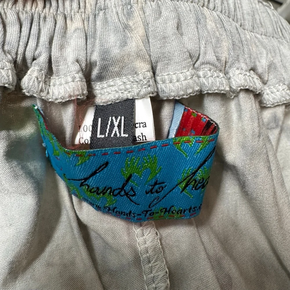 Hands to Hearts Fly Away Pants Marble Print L/XL Boho Wrap Harem Pants - Picture 8 of 12